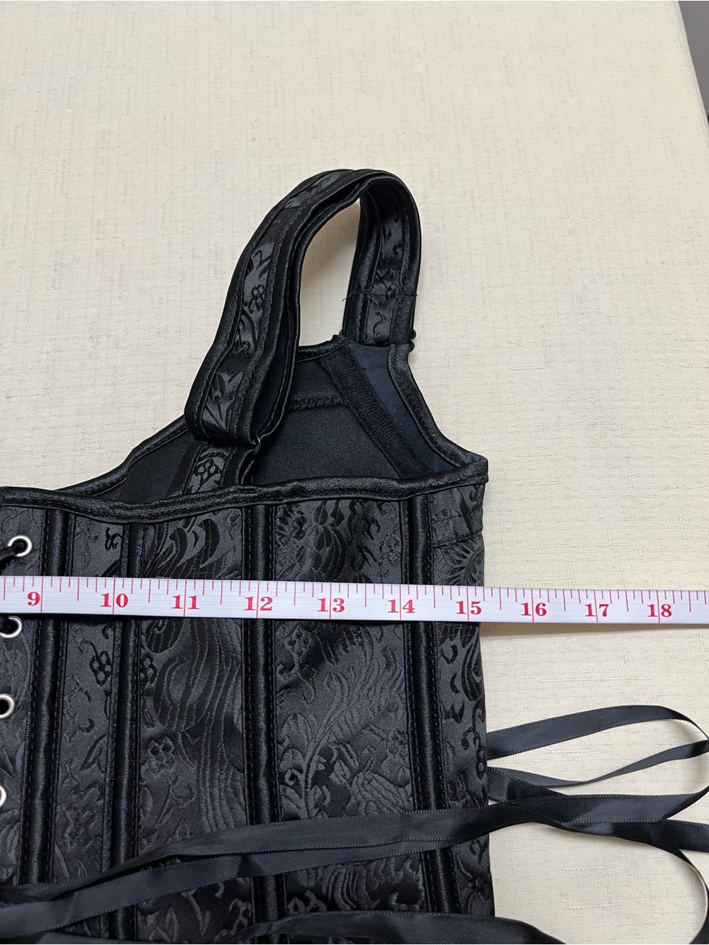 Women’s L black jacquard size zipper corset top - Picture 5 of 13